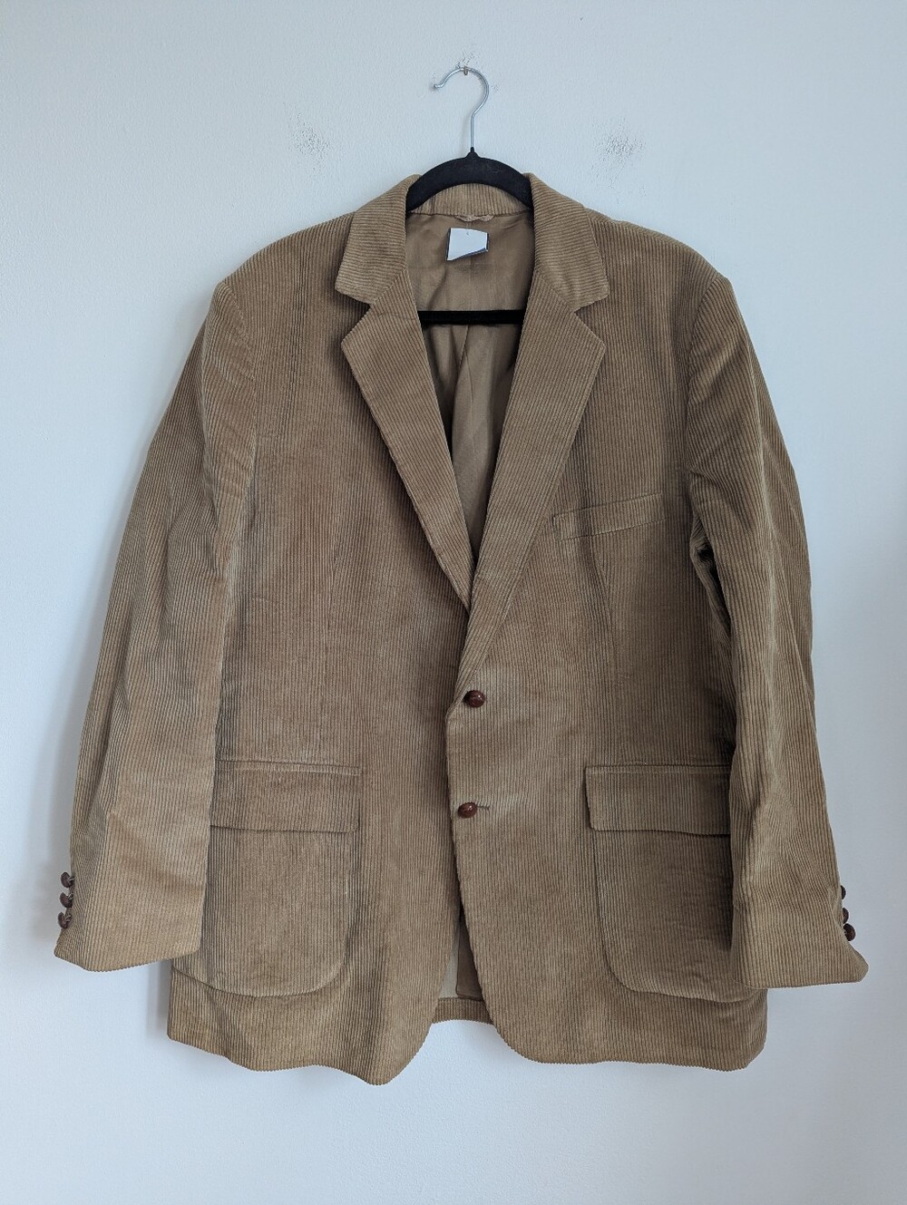 Men's Vintage Corduroy Blazer in Tan Size 44R Retro 70s Academia
